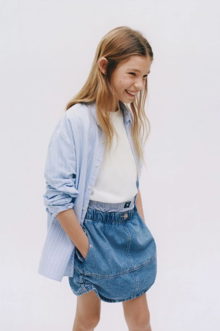 Wholesale * Zara Denim Parachute Skirt Blue