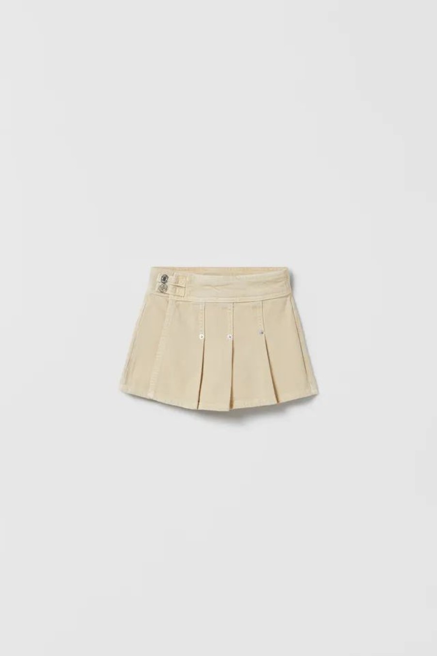 Clearance * Zara Pleated Denim Skort Sand