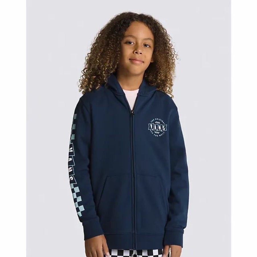 Clearance * Vans Kids Banner Logo Full Zip Hoodie Dress Blues