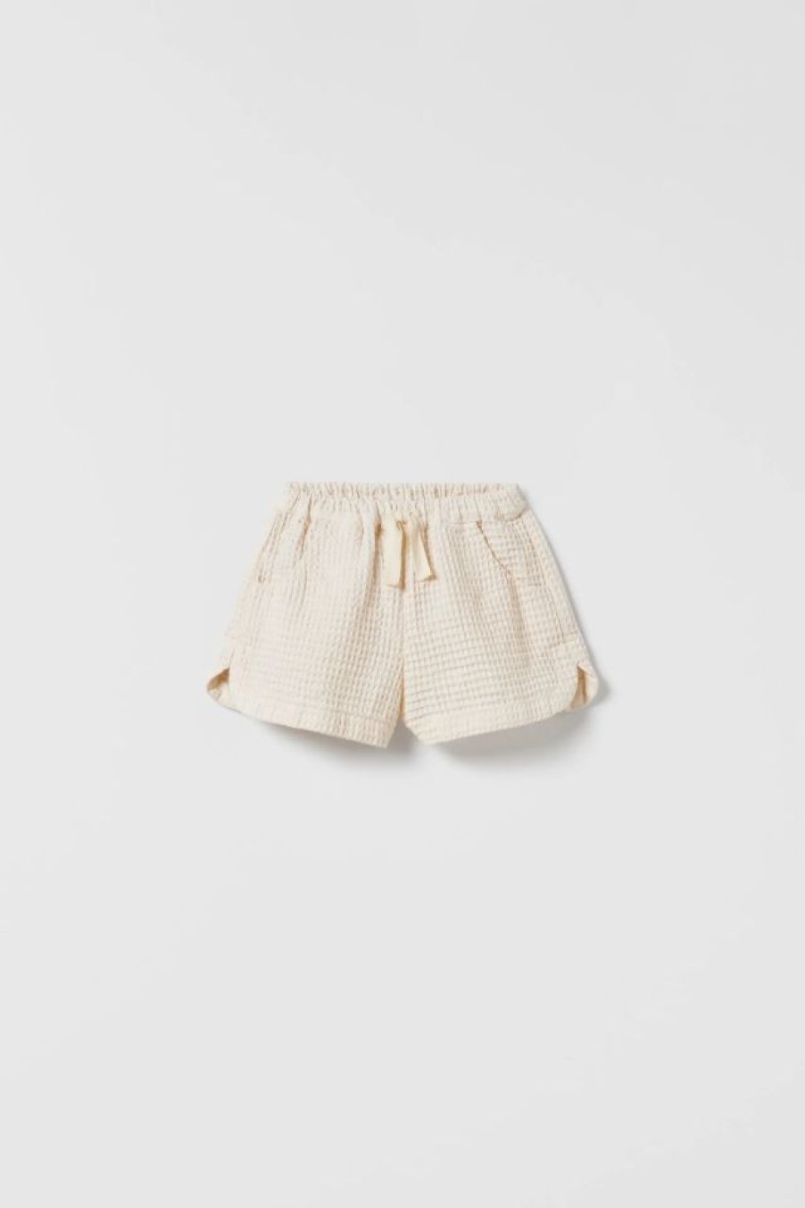 Online * Zara Waffle Knit Shorts Ecru