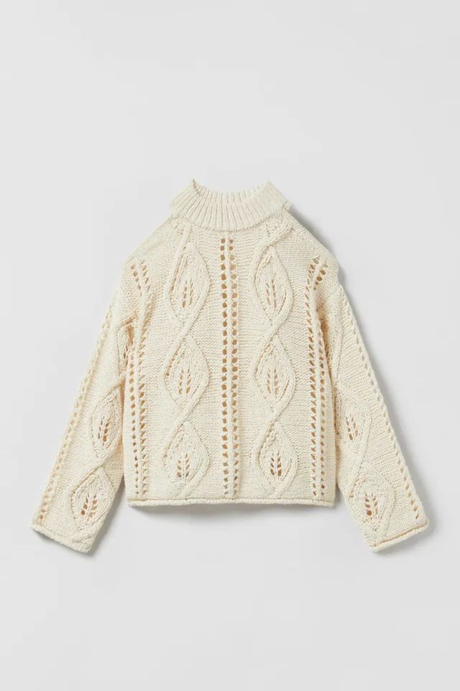 New * Zara Open Knit Cut Out Sweater Ecru