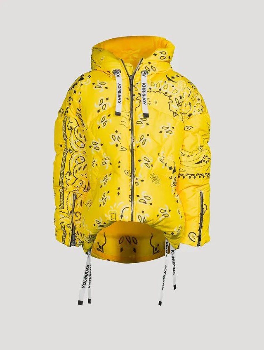 Best * Khrisjoy Kids Oversized Down Puffer Jacket In Bandana Print Dark Yellow