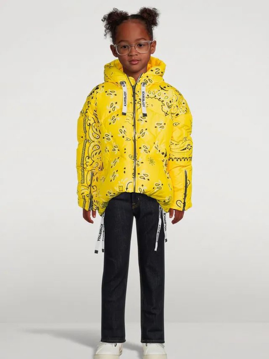 Best * Khrisjoy Kids Oversized Down Puffer Jacket In Bandana Print Dark Yellow