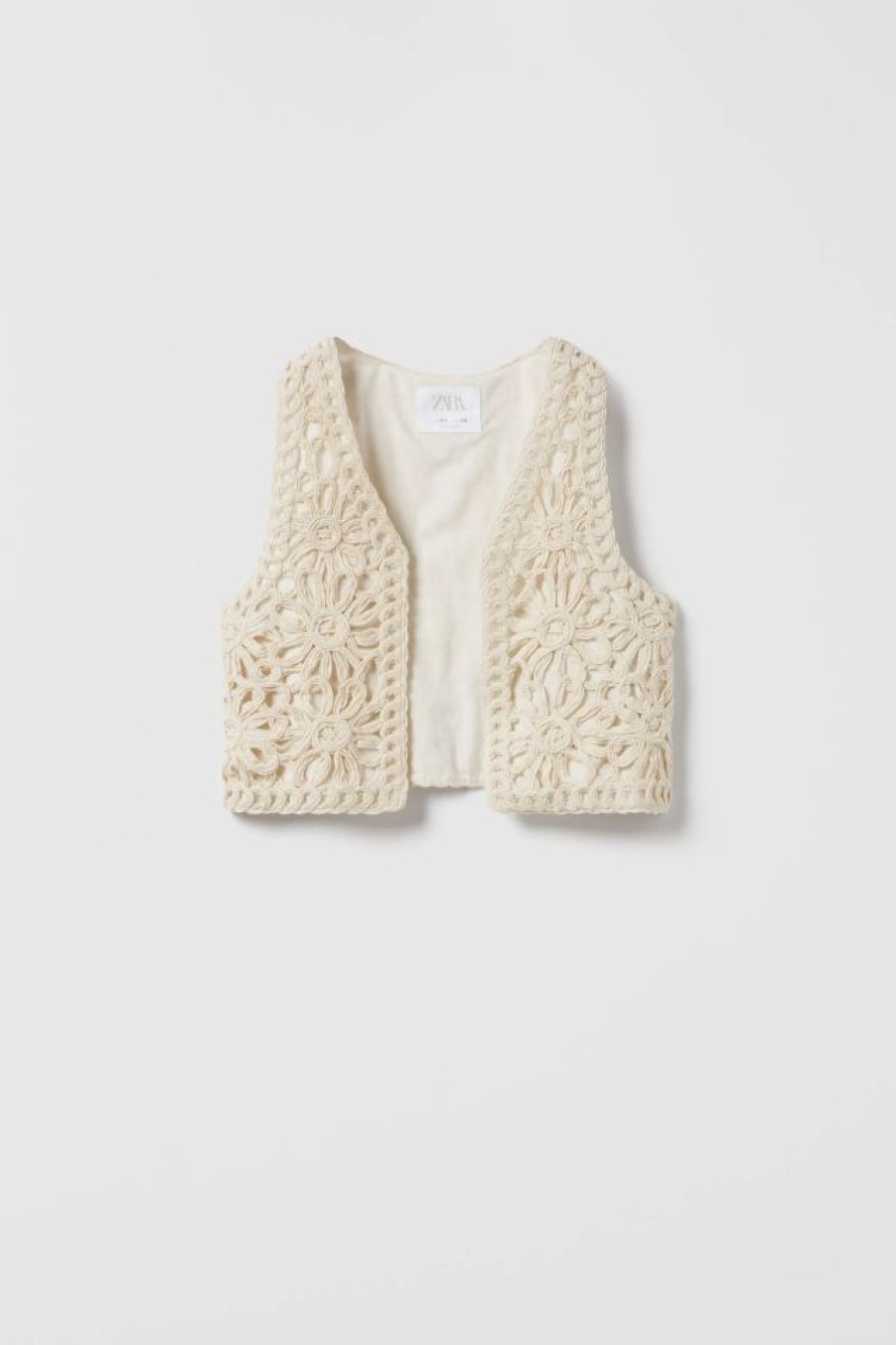 Clearance * Zara Crochet Vest Ecru