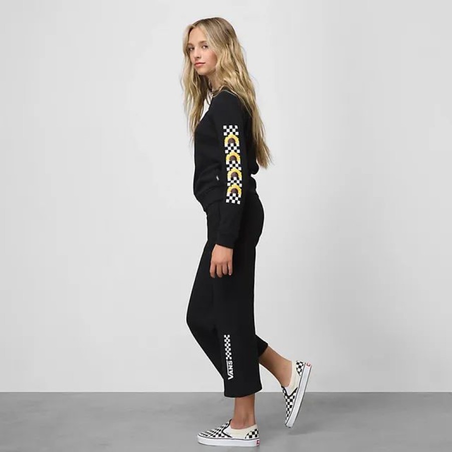 New * Vans Kids Chalkboard Crop Sweatpants Black