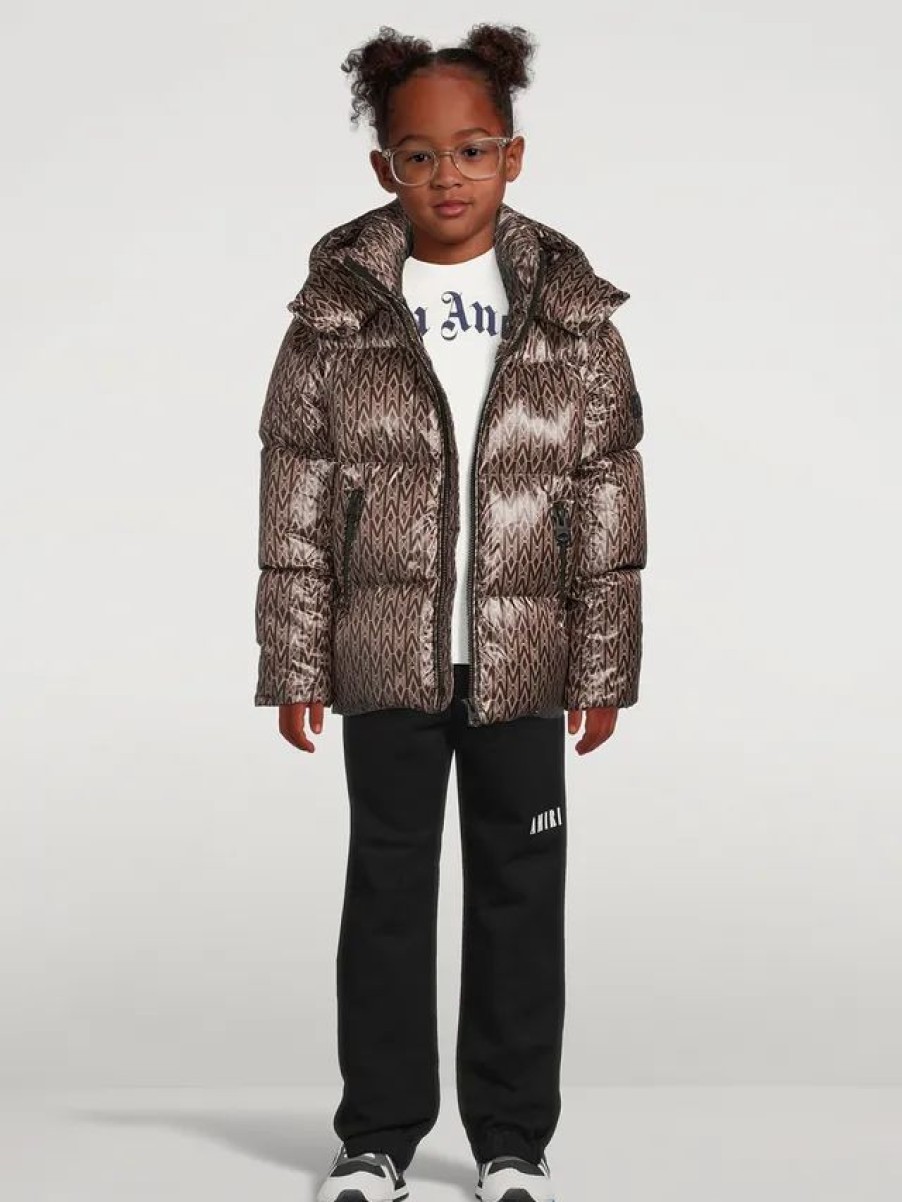 Clearance * Mackage Kids Jesse Light Down Jacket In Monogram Print Coffee