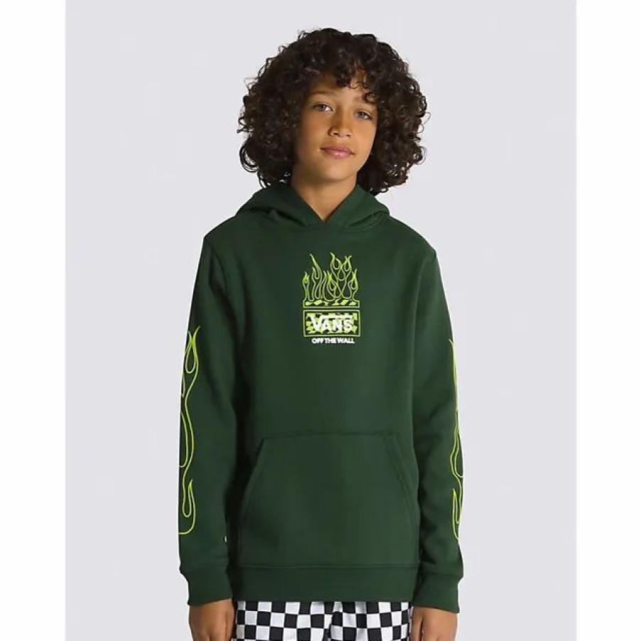 New * Vans Kids Neon Flames Pullover Hoodie Mountain View