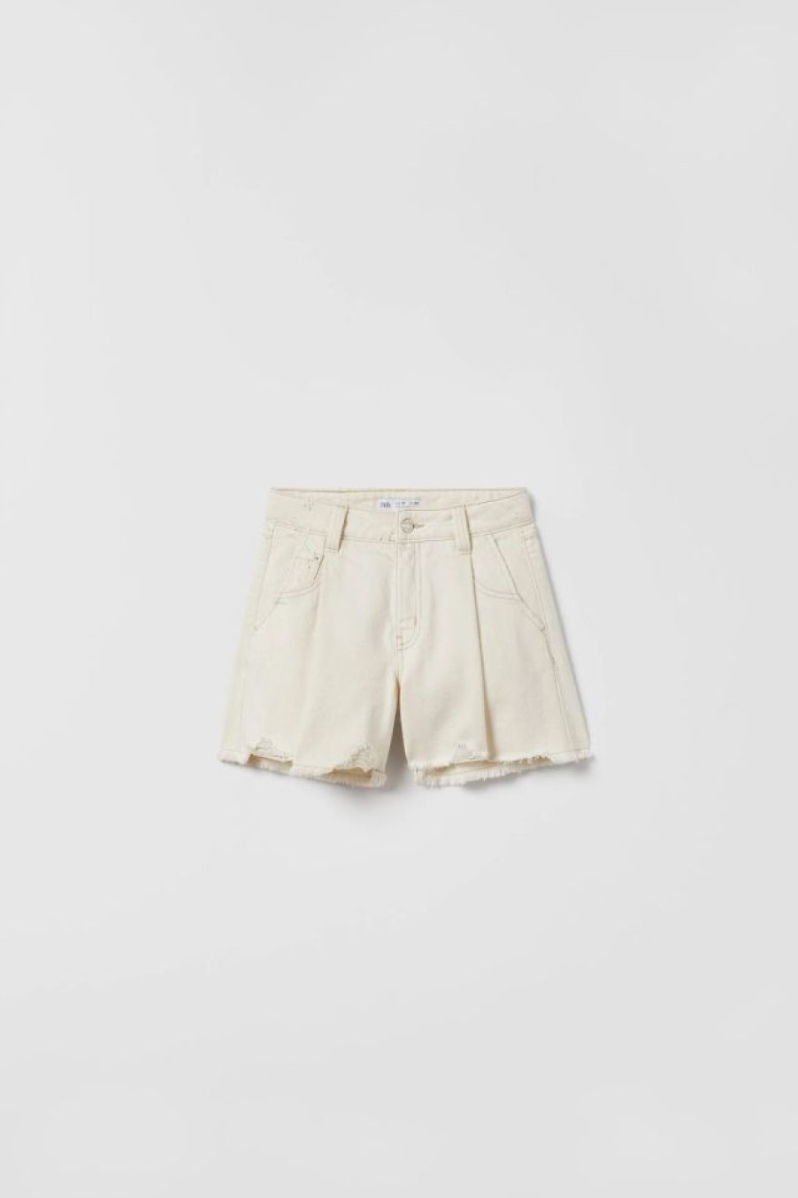 Best * Zara Long Denim Shorts Ecru