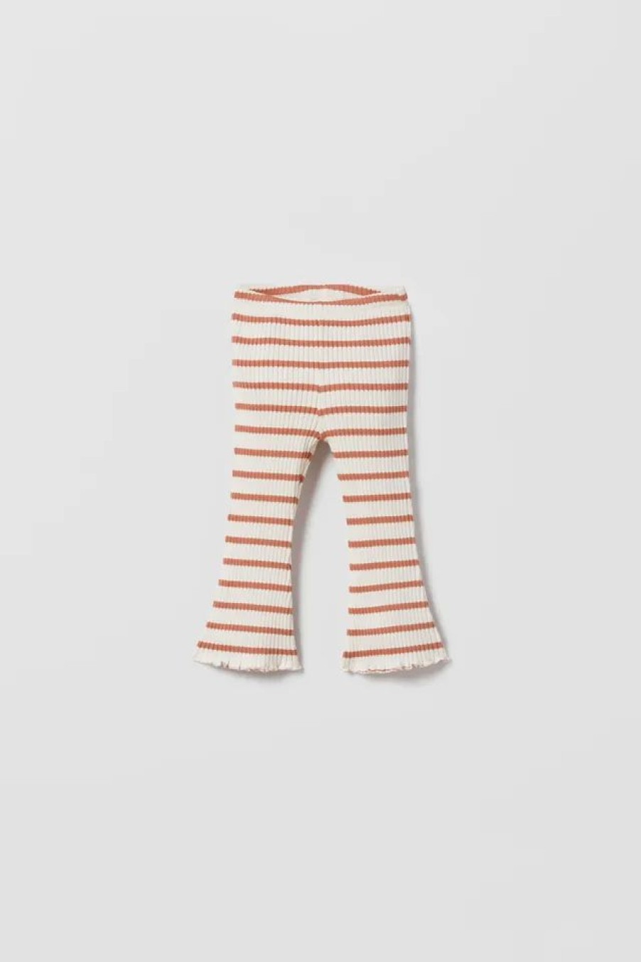 Hot * Zara Striped Flare Leggings Brown