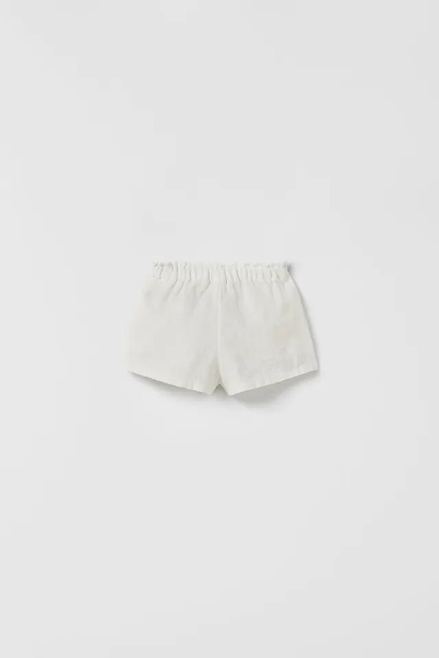 New * Zara Ramie Blend Drawstring Shorts Oyster White