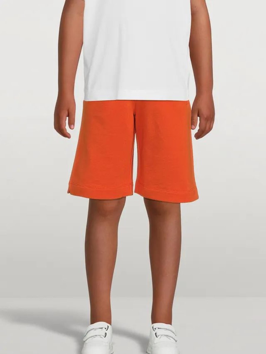 New * Balmain Kids Cotton Bermuda Shorts Orange