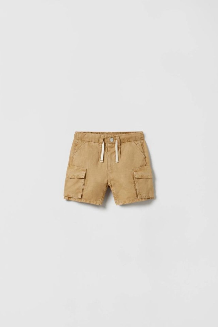 Online * Zara Linen Blend Cargo Shorts