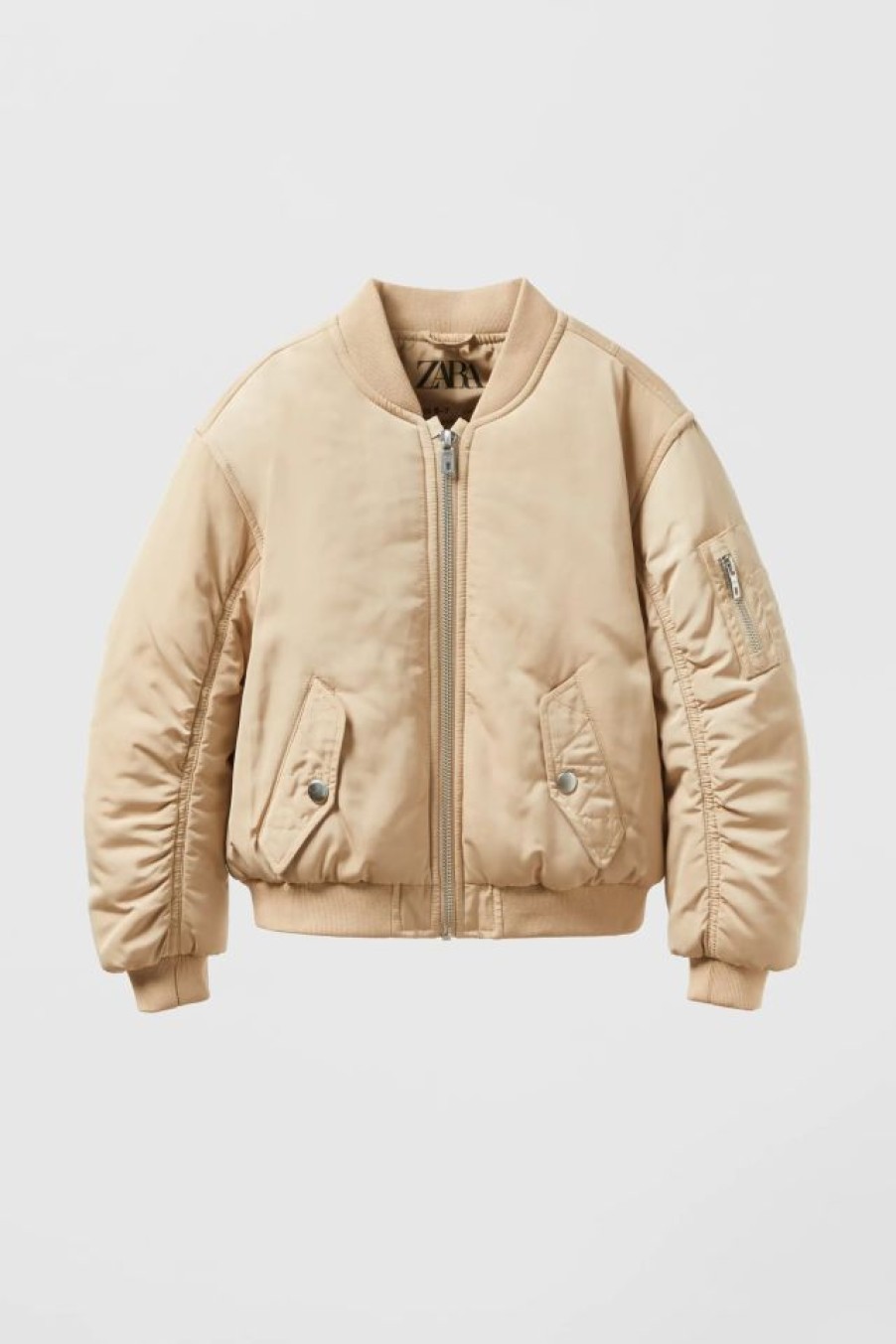 New * Zara Utility Bomber Jacket Light Beige