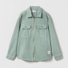 Hot * Zara Zippered Twill Overshirt Green / Blue