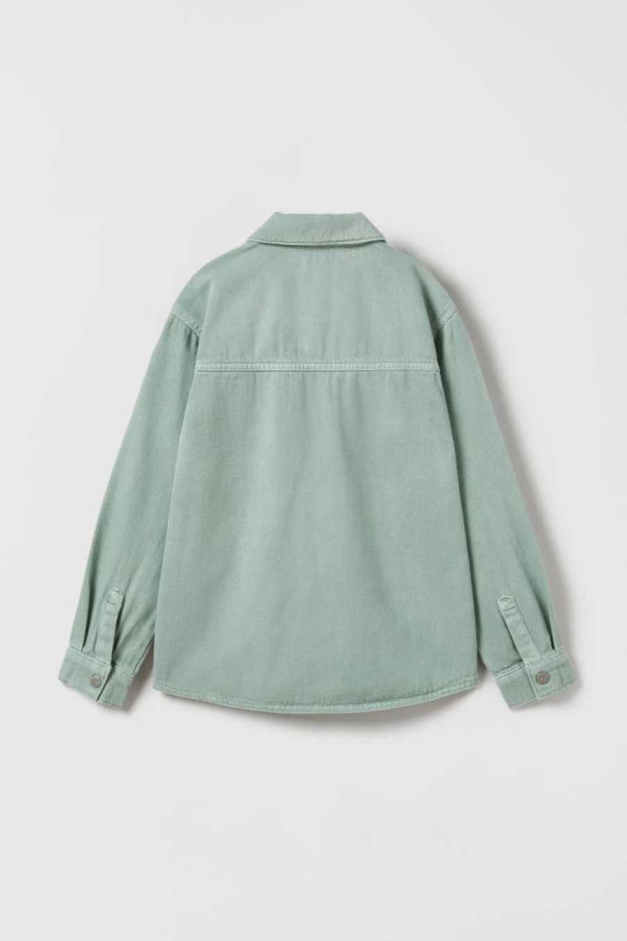 Hot * Zara Zippered Twill Overshirt Green / Blue