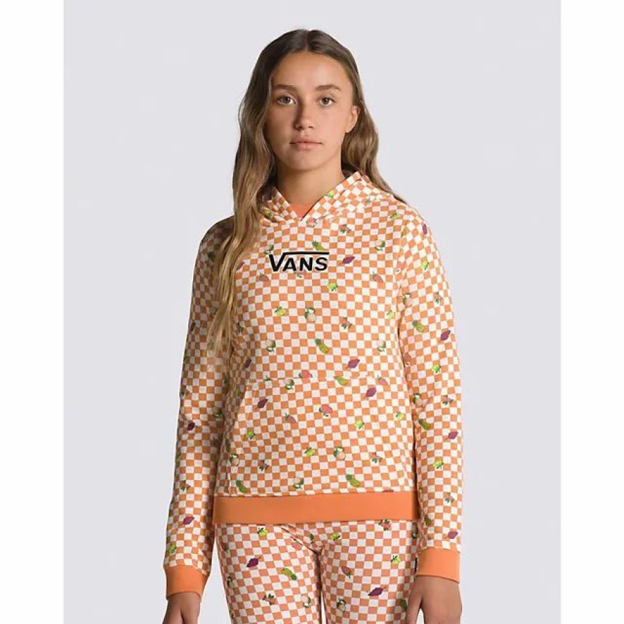 Clearance * Vans Kids Fruit Checkerboard Pullover Hoodie Sun Baked/Marshmallow