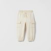 Best * Zara Cargo Pants With Elastic Waistband And Front Drawstring Applique. Pockets At Sides Flaps. Cuffs.