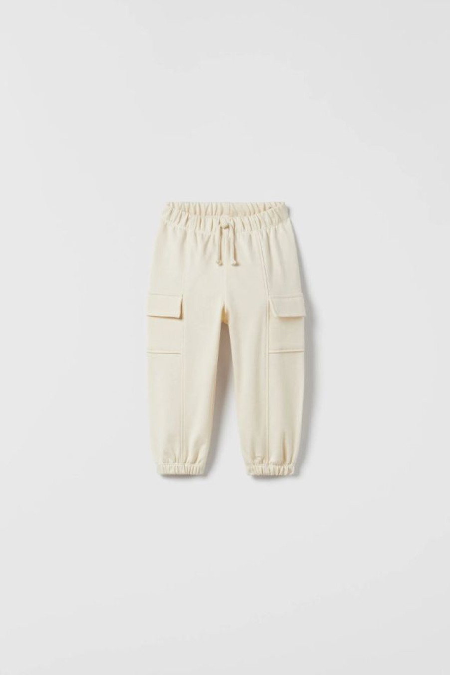 Best * Zara Cargo Pants With Elastic Waistband And Front Drawstring Applique. Pockets At Sides Flaps. Cuffs.