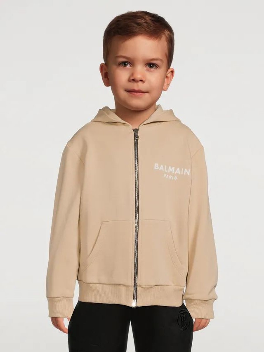 Online * Balmain Kids Cotton Zip Hoodie