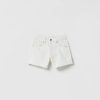 Online * Zara Frayed Denim Shorts Ecru