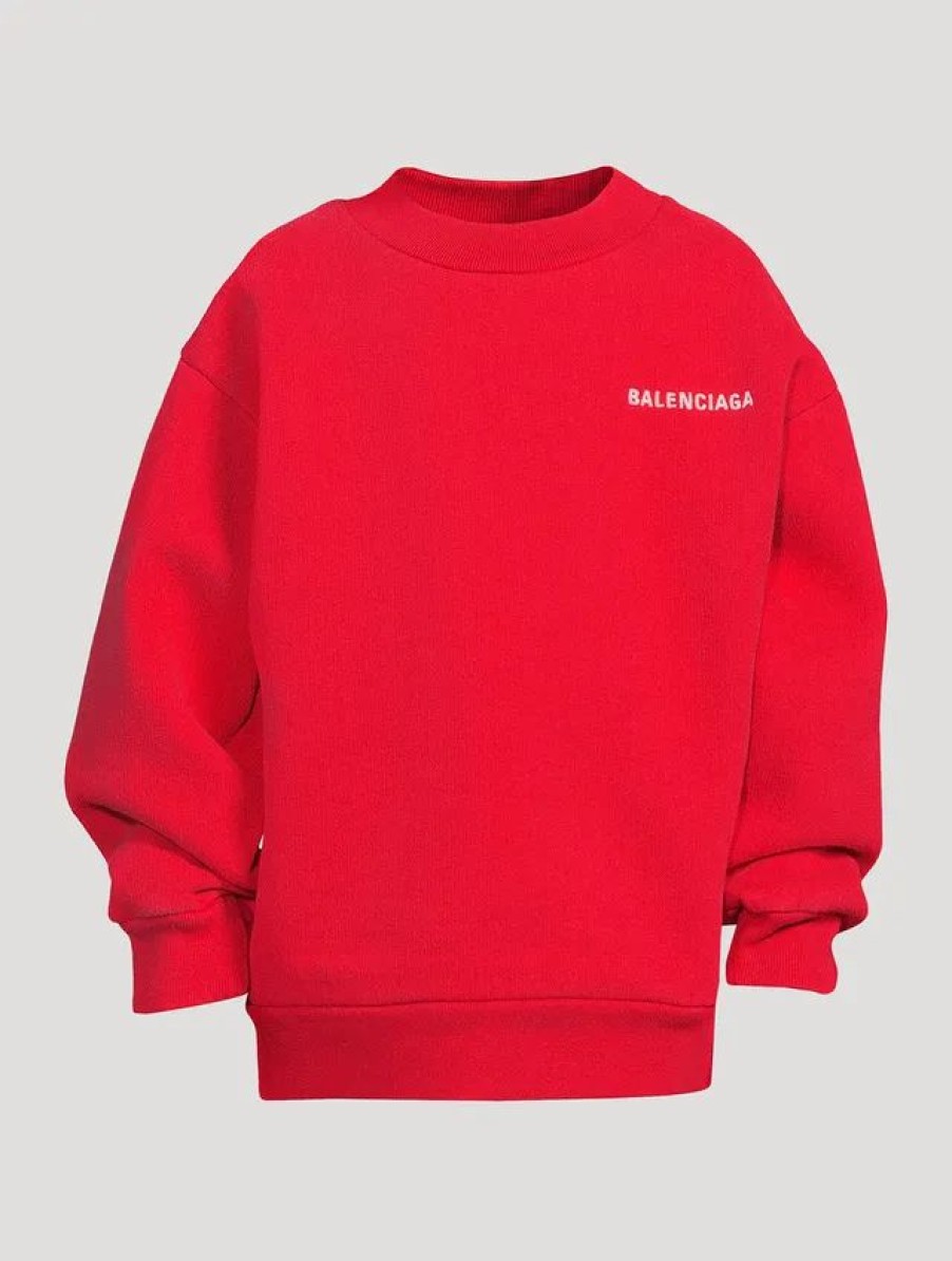 Hot * Balenciaga Kids Political Campaign Fleece Sweatshirt Bright Red, White