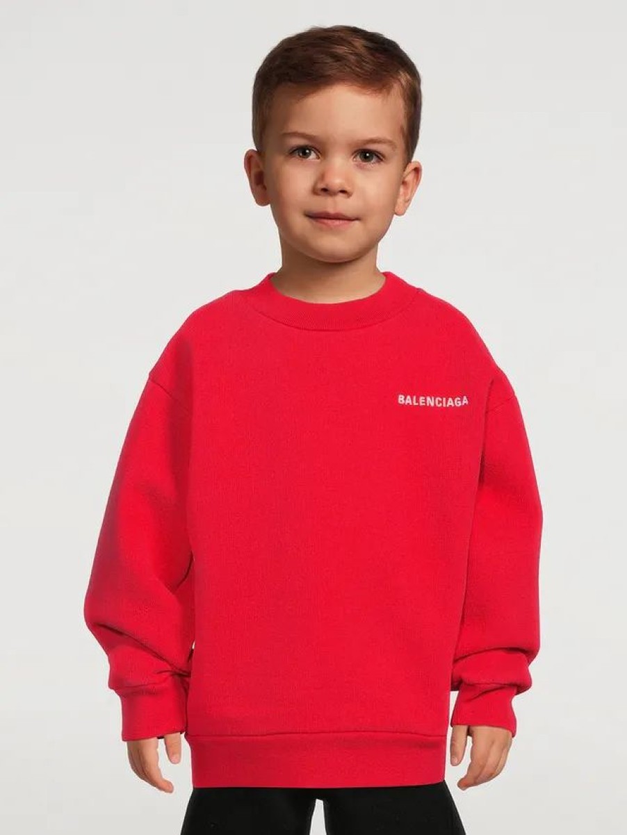 Hot * Balenciaga Kids Political Campaign Fleece Sweatshirt Bright Red, White